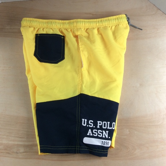 U.S. Polo Assn. Boys Swim Shorts Swim Trunks Size XL 14-16 Yellow Blue NWT - Picture 4 of 12